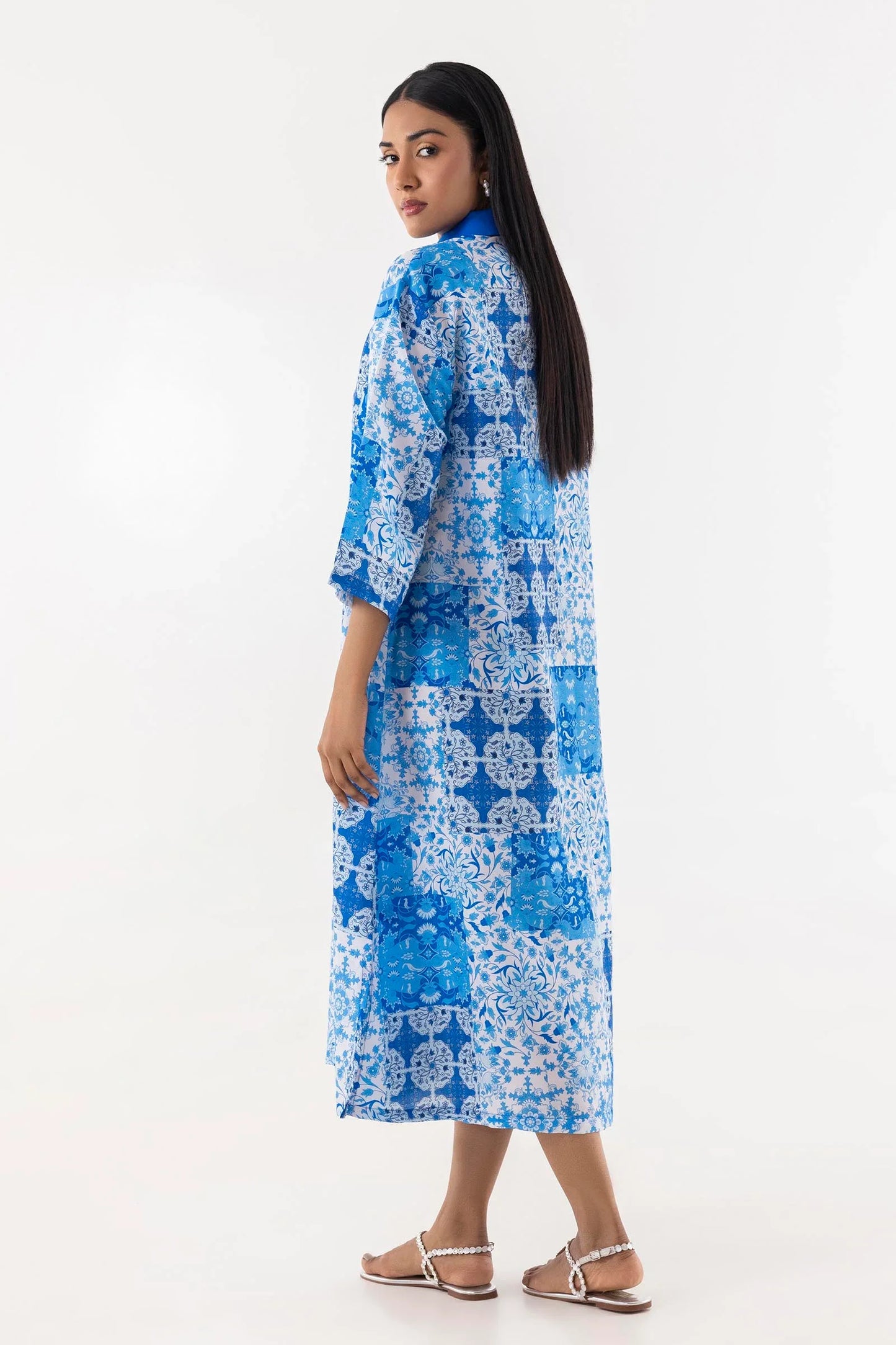 Western '25 - Stitched Blue Printed Dress